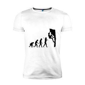 Мужская футболка премиум с принтом Эволюция альпиниста в Тюмени, 92% хлопок, 8% лайкра | приталенный силуэт, круглый вырез ворота, длина до линии бедра, короткий рукав | climb | climber | альпинизм | альпинист | альпинисты | горы | путь | скалолазанье | скалолазы | спорт | эволюция