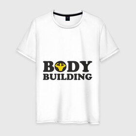 Мужская футболка хлопок с принтом Bodybuilding black в Тюмени, 100% хлопок | прямой крой, круглый вырез горловины, длина до линии бедер, слегка спущенное плечо. | Тематика изображения на принте: 