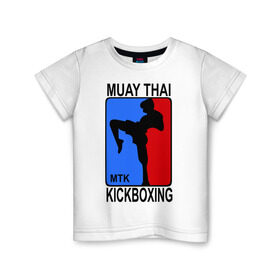 Детская футболка хлопок с принтом Muay Thai Kickboxing в Тюмени, 100% хлопок | круглый вырез горловины, полуприлегающий силуэт, длина до линии бедер | кикбоксинг | муай тай