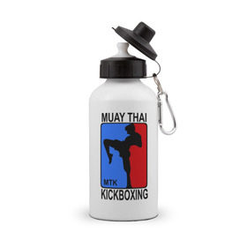 Бутылка спортивная с принтом Muay Thai Kickboxing в Тюмени, металл | емкость — 500 мл, в комплекте две пластиковые крышки и карабин для крепления | Тематика изображения на принте: кикбоксинг | муай тай