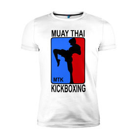 Мужская футболка премиум с принтом Muay Thai Kickboxing в Тюмени, 92% хлопок, 8% лайкра | приталенный силуэт, круглый вырез ворота, длина до линии бедра, короткий рукав | кикбоксинг | муай тай