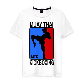 Мужская футболка хлопок с принтом Muay Thai Kickboxing в Тюмени, 100% хлопок | прямой крой, круглый вырез горловины, длина до линии бедер, слегка спущенное плечо. | Тематика изображения на принте: кикбоксинг | муай тай