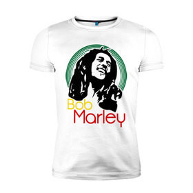 Мужская футболка премиум с принтом Saint Bob Marley в Тюмени, 92% хлопок, 8% лайкра | приталенный силуэт, круглый вырез ворота, длина до линии бедра, короткий рукав | Тематика изображения на принте: bob marley | saint bob marley | боб марли | музыка | регги