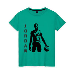 Женская футболка хлопок с принтом Michael Jordan в Тюмени, 100% хлопок | прямой крой, круглый вырез горловины, длина до линии бедер, слегка спущенное плечо | michel jordan | nba | джордан | майкл | нба