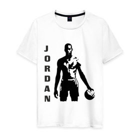 Мужская футболка хлопок с принтом Michael Jordan в Тюмени, 100% хлопок | прямой крой, круглый вырез горловины, длина до линии бедер, слегка спущенное плечо. | michel jordan | nba | джордан | майкл | нба
