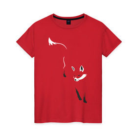 Женская футболка хлопок с принтом Лиса в Тюмени, 100% хлопок | прямой крой, круглый вырез горловины, длина до линии бедер, слегка спущенное плечо | Тематика изображения на принте: девушкам | животные | лисенок | лисица