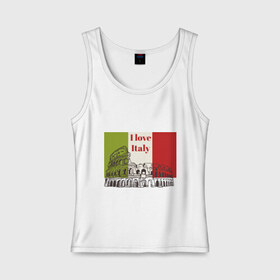 Женская майка хлопок с принтом Я love Италия в Тюмени, 95% хлопок, 5% эластан |  | Тематика изображения на принте: i love italy | италия | колизей | рим | флаг италии | я люблю италию