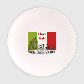 Тарелка 3D с принтом Я love Италия в Тюмени, фарфор | диаметр - 210 мм
диаметр для нанесения принта - 120 мм | Тематика изображения на принте: i love italy | италия | колизей | рим | флаг италии | я люблю италию