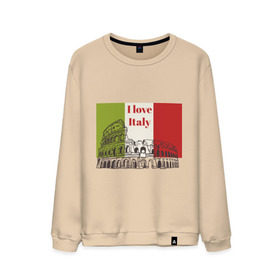 Мужской свитшот хлопок с принтом Я love Италия в Тюмени, 100% хлопок |  | i love italy | италия | колизей | рим | флаг италии | я люблю италию