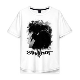 Мужская футболка хлопок Oversize с принтом slipknot corey taylor в Тюмени, 100% хлопок | свободный крой, круглый ворот, “спинка” длиннее передней части | metall | rock | slipknot | slipknot corey taylo | метал | металл | нью метал | панк рок | рок