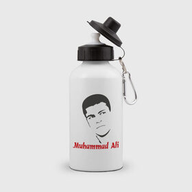 Бутылка спортивная с принтом Muhammad Ali (2) в Тюмени, металл | емкость — 500 мл, в комплекте две пластиковые крышки и карабин для крепления | мухаммед али