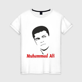 Женская футболка хлопок с принтом Muhammad Ali (2) в Тюмени, 100% хлопок | прямой крой, круглый вырез горловины, длина до линии бедер, слегка спущенное плечо | мухаммед али