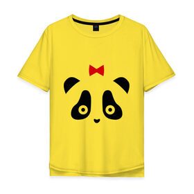 Мужская футболка хлопок Oversize с принтом Панда (женская) в Тюмени, 100% хлопок | свободный крой, круглый ворот, “спинка” длиннее передней части | для влюбленных | для двоих | любовь | медведь | медвежонок | отношения | пара | парные | парочка