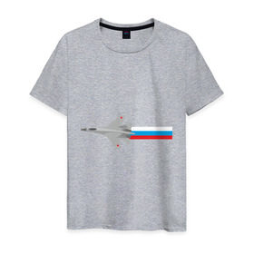 Мужская футболка хлопок с принтом Су - 35 в Тюмени, 100% хлопок | прямой крой, круглый вырез горловины, длина до линии бедер, слегка спущенное плечо. | ввс | военно воздушные силы | самолет | силовые структуры | су 35 | су35