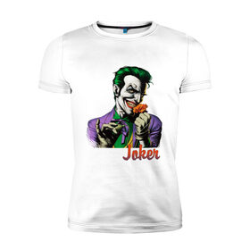 Мужская футболка премиум с принтом Joker с цветком в Тюмени, 92% хлопок, 8% лайкра | приталенный силуэт, круглый вырез ворота, длина до линии бедра, короткий рукав | 