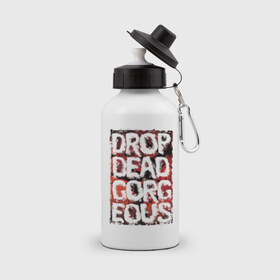 Бутылка спортивная с принтом Drop Dead, Gorgeous в Тюмени, металл | емкость — 500 мл, в комплекте две пластиковые крышки и карабин для крепления | drop dead