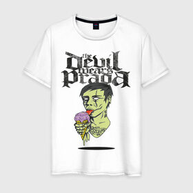 Мужская футболка хлопок с принтом the devil wears prada в Тюмени, 100% хлопок | прямой крой, круглый вырез горловины, длина до линии бедер, слегка спущенное плечо. | зомби