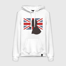 Женская толстовка хлопок с принтом Англия британский флаг в Тюмени, френч-терри, мягкий теплый начес внутри (100% хлопок) | карман-кенгуру, эластичные манжеты и нижняя кромка, капюшон с подкладом и шнурком | лондон