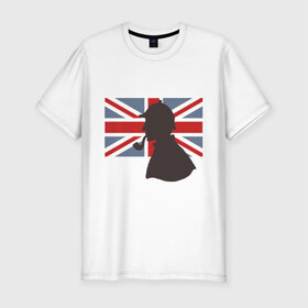 Мужская футболка премиум с принтом Англия британский флаг в Тюмени, 92% хлопок, 8% лайкра | приталенный силуэт, круглый вырез ворота, длина до линии бедра, короткий рукав | лондон