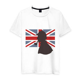Мужская футболка хлопок с принтом Англия британский флаг в Тюмени, 100% хлопок | прямой крой, круглый вырез горловины, длина до линии бедер, слегка спущенное плечо. | Тематика изображения на принте: лондон
