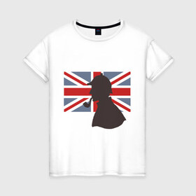 Женская футболка хлопок с принтом Англия британский флаг в Тюмени, 100% хлопок | прямой крой, круглый вырез горловины, длина до линии бедер, слегка спущенное плечо | лондон