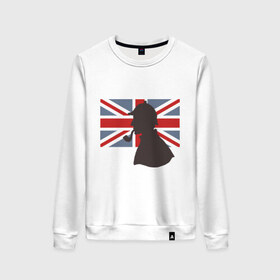 Женский свитшот хлопок с принтом Англия британский флаг в Тюмени, 100% хлопок | прямой крой, круглый вырез, на манжетах и по низу широкая трикотажная резинка  | лондон