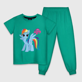 Детская пижама хлопок с принтом Рэйнбоу Дэш в Тюмени, 100% хлопок |  брюки и футболка прямого кроя, без карманов, на брюках мягкая резинка на поясе и по низу штанин
 | лошадка | мой маленький пони | пони