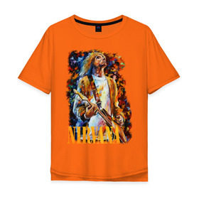 Мужская футболка хлопок Oversize с принтом Nirvana Kurt Cobain в Тюмени, 100% хлопок | свободный крой, круглый ворот, “спинка” длиннее передней части | kurt cobain | nirvana | курт кобейн | нирвана
