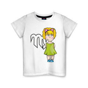 Детская футболка хлопок с принтом Знак зодиака Дева в Тюмени, 100% хлопок | круглый вырез горловины, полуприлегающий силуэт, длина до линии бедер | гороскоп | дева | знаки зодиака | зодиак