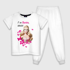 Детская пижама хлопок с принтом I\m Barbie, bitch в Тюмени, 100% хлопок |  брюки и футболка прямого кроя, без карманов, на брюках мягкая резинка на поясе и по низу штанин
 | Тематика изображения на принте: 90 | 90 е | barbie | барби | кукла | ностальгия