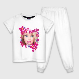 Детская пижама хлопок с принтом Барби красавица в Тюмени, 100% хлопок |  брюки и футболка прямого кроя, без карманов, на брюках мягкая резинка на поясе и по низу штанин
 | Тематика изображения на принте: 90 | 90 е | barbie | барби | ностальгия