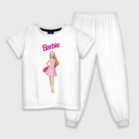 Детская пижама хлопок с принтом Барби на прогулке в Тюмени, 100% хлопок |  брюки и футболка прямого кроя, без карманов, на брюках мягкая резинка на поясе и по низу штанин
 | Тематика изображения на принте: 90 | 90 е | barbie | барби | ностальгия