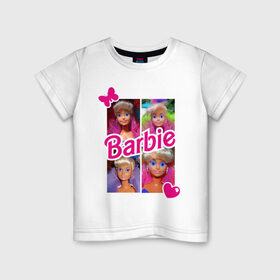 Детская футболка хлопок с принтом Куклы Барби в Тюмени, 100% хлопок | круглый вырез горловины, полуприлегающий силуэт, длина до линии бедер | Тематика изображения на принте: 90 | 90 е | barbie | барби | ностальгия