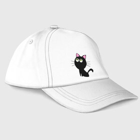 Бейсболка с принтом Маленький котенок в Тюмени, 100% хлопок | классический козырек, металлическая застежка-регулятор размера | Тематика изображения на принте: киса | котенок | котик | кошка | черная кошка | черный кот