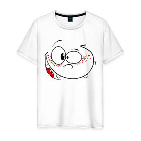 Мужская футболка хлопок с принтом Самый веселый самйл в Тюмени, 100% хлопок | прямой крой, круглый вырез горловины, длина до линии бедер, слегка спущенное плечо. | Тематика изображения на принте: smile | позитив | радость | смайл | смайлик
