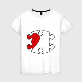 Женская футболка хлопок с принтом Мозайка сердце (ж) в Тюмени, 100% хлопок | прямой крой, круглый вырез горловины, длина до линии бедер, слегка спущенное плечо | для влюбленных | для двоих | для пар | любимая | любимый | мозаика | парные | половинки | сердечко