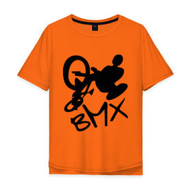 Мужская футболка хлопок Oversize с принтом BMX в Тюмени, 100% хлопок | свободный крой, круглый ворот, “спинка” длиннее передней части | Тематика изображения на принте: bmx | extreme | бмх | экстрим
