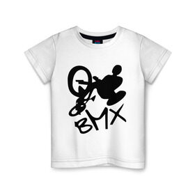 Детская футболка хлопок с принтом BMX в Тюмени, 100% хлопок | круглый вырез горловины, полуприлегающий силуэт, длина до линии бедер | bmx | extreme | бмх | экстрим