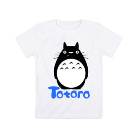Детская футболка хлопок с принтом Totoro черный в Тюмени, 100% хлопок | круглый вырез горловины, полуприлегающий силуэт, длина до линии бедер | Тематика изображения на принте: anime | totoro | аниме | анимэ. мой сосед тоторо | тоторо