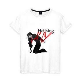 Женская футболка хлопок с принтом Hellsing ленты в Тюмени, 100% хлопок | прямой крой, круглый вырез горловины, длина до линии бедер, слегка спущенное плечо | anime | hellsing | аниме | анимэ | манга | хеллсинг