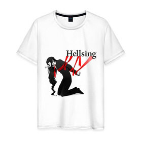 Мужская футболка хлопок с принтом Hellsing ленты в Тюмени, 100% хлопок | прямой крой, круглый вырез горловины, длина до линии бедер, слегка спущенное плечо. | anime | hellsing | аниме | анимэ | манга | хеллсинг