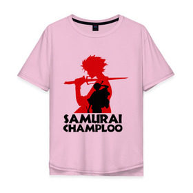 Мужская футболка хлопок Oversize с принтом Самурай Champloo в Тюмени, 100% хлопок | свободный крой, круглый ворот, “спинка” длиннее передней части | Тематика изображения на принте: anime | samurai champloo | аниме | анимэ | самурай чамплу