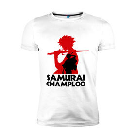 Мужская футболка премиум с принтом Самурай Champloo в Тюмени, 92% хлопок, 8% лайкра | приталенный силуэт, круглый вырез ворота, длина до линии бедра, короткий рукав | anime | samurai champloo | аниме | анимэ | самурай чамплу