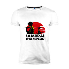 Мужская футболка премиум с принтом Самурай Champloo закат в Тюмени, 92% хлопок, 8% лайкра | приталенный силуэт, круглый вырез ворота, длина до линии бедра, короткий рукав | anime | samurai champloo | аниме | анимэ | самурай чамплу