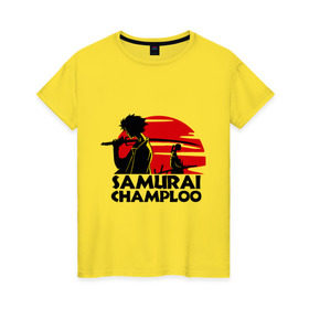 Женская футболка хлопок с принтом Самурай Champloo закат в Тюмени, 100% хлопок | прямой крой, круглый вырез горловины, длина до линии бедер, слегка спущенное плечо | anime | samurai champloo | аниме | анимэ | самурай чамплу