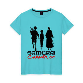 Женская футболка хлопок с принтом Самурай Чамплоо в Тюмени, 100% хлопок | прямой крой, круглый вырез горловины, длина до линии бедер, слегка спущенное плечо | anime | samurai champloo | аниме | анимэ | самурай чамплу