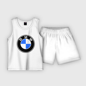 Детская пижама с шортами хлопок с принтом Logo BMW в Тюмени,  |  | автобренды | автомобильные | бмв | лого | машина | тачка