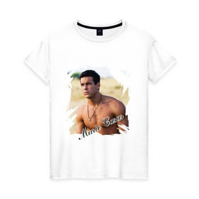 Женская футболка хлопок с принтом Марио Касас в Тюмени, 100% хлопок | прямой крой, круглый вырез горловины, длина до линии бедер, слегка спущенное плечо | mario casas | актер | аче | мелодрама