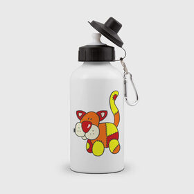 Бутылка спортивная с принтом Штопанный кот в Тюмени, металл | емкость — 500 мл, в комплекте две пластиковые крышки и карабин для крепления | детские | детям | для детей | кот | малышам