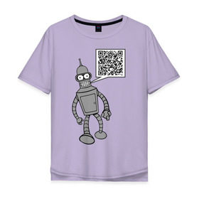 Мужская футболка хлопок Oversize с принтом Построю свой мир в Тюмени, 100% хлопок | свободный крой, круглый ворот, “спинка” длиннее передней части | qr код | интернет | мультики | мультфильмы | надпись | технологии | футурама | шифр